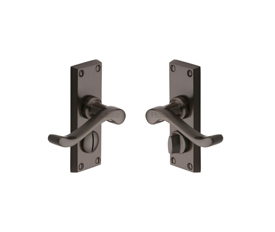 Heritage Brass Matt Bronze Bedford Short Door Handle on Plate - Bathroom Set