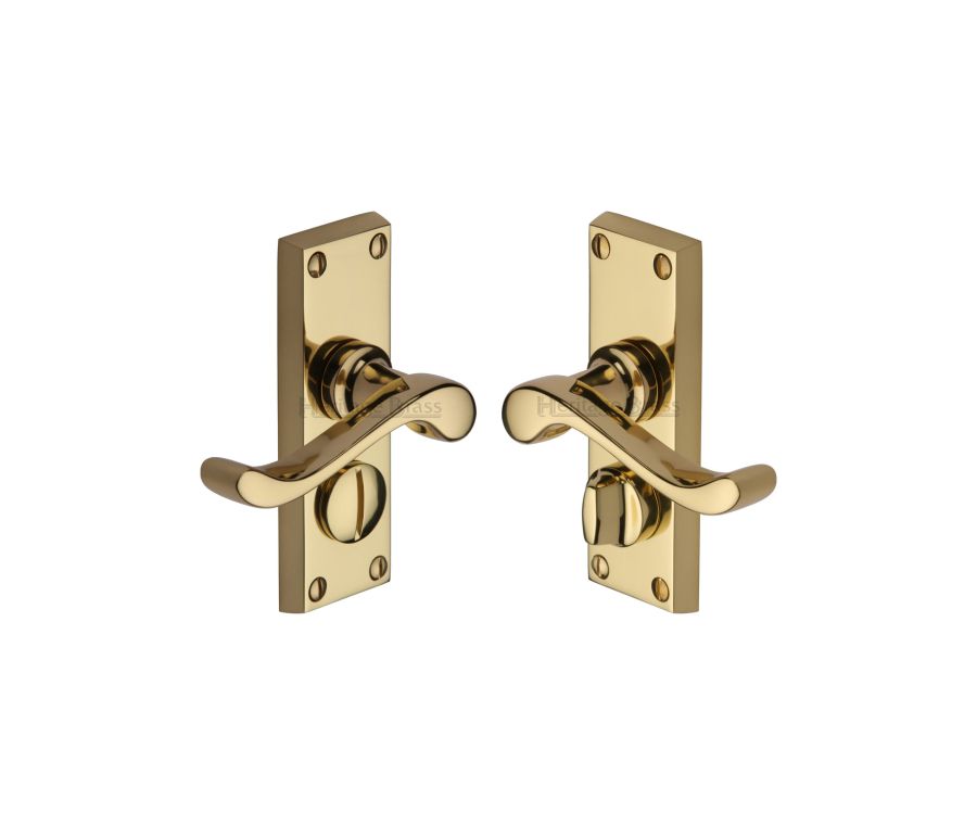 Heritage Brass Polished Brass Bedford Short Door Handle on Plate - Bathroom Set