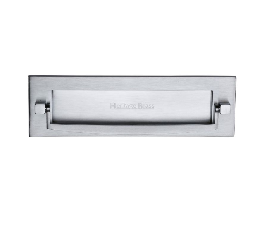Heritage Brass Satin Chrome Postal Knocker Letterplate - 254 x 79mm