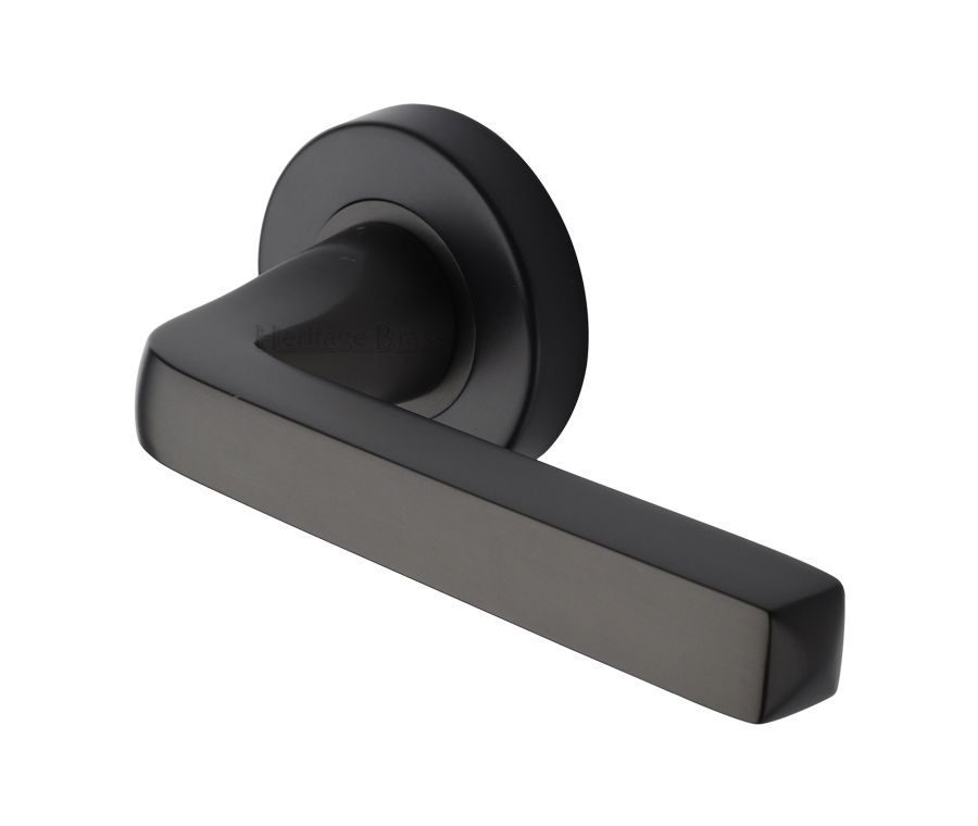Matt Bronze Alessa Door Handle on Round Rose