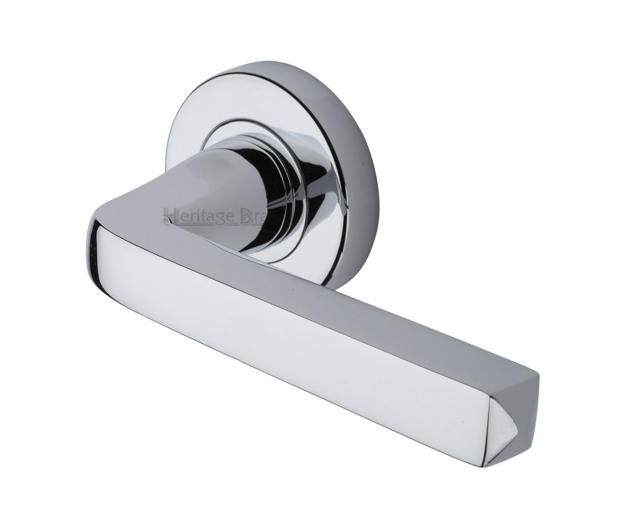 Polished Chrome Alessa Door Handle on Round Rose