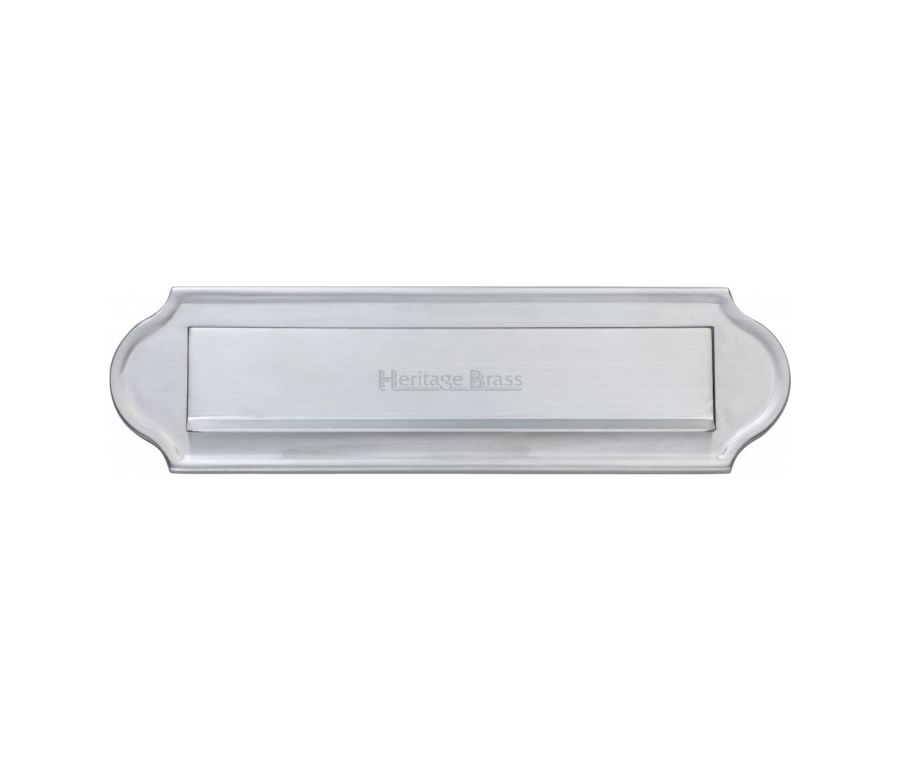 Heritage Brass Satin Chrome Gravity Letterplate Curved - 280 x 78mm