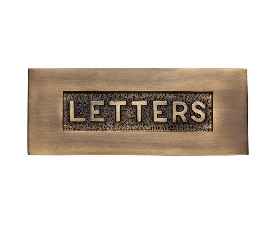 Heritage Brass Antique Brass Embossed Letterplate - 254 x 101mm