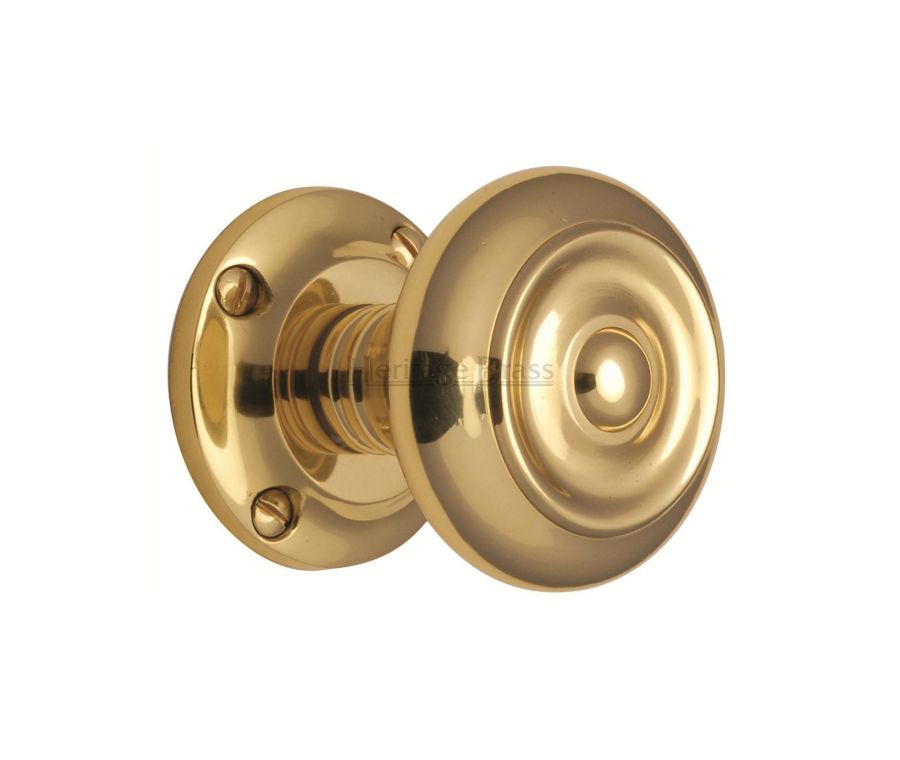 Heritage Brass Polished Brass Aylesbury Door Knob on Rose