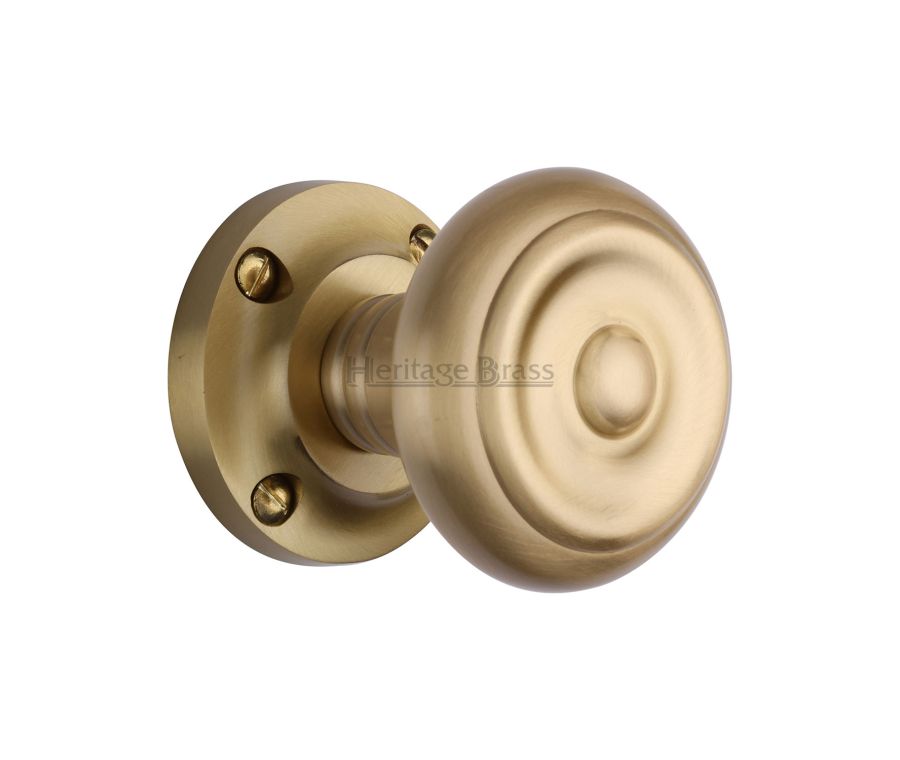 Heritage Brass Satin Brass Aylesbury Door Knob on Rose