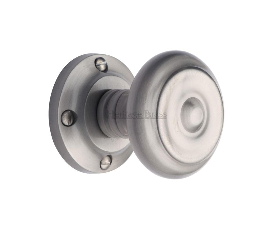 Heritage Brass Satin Chrome Aylesbury Door Knob on Rose