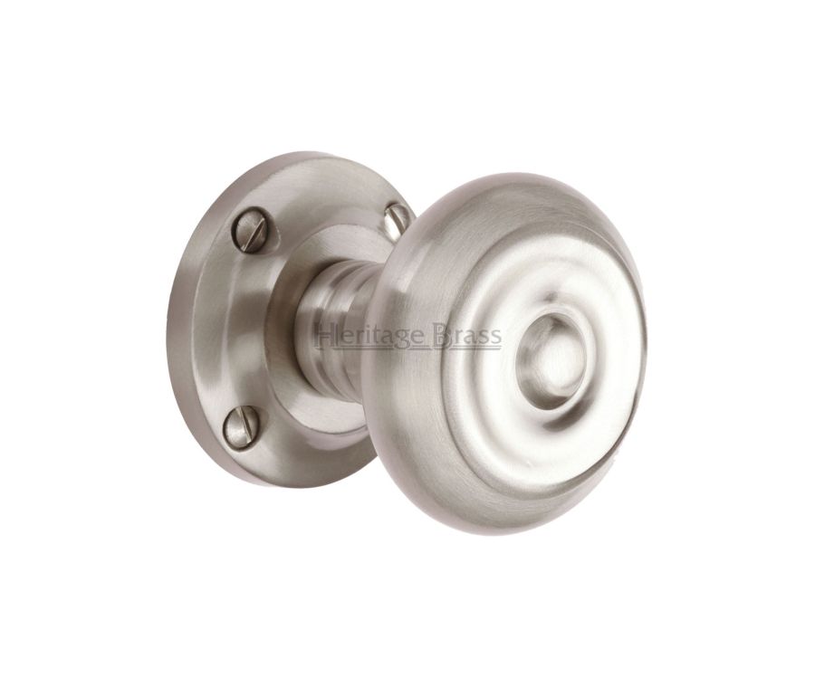 Heritage Brass Satin Nickel Aylesbury Door Knob on Rose
