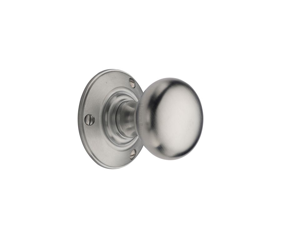 Heritage Brass Satin Chrome Chester Door Knob on Rose