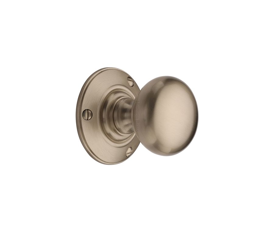 Heritage Brass Satin Nickel Chester Door Knob on Rose
