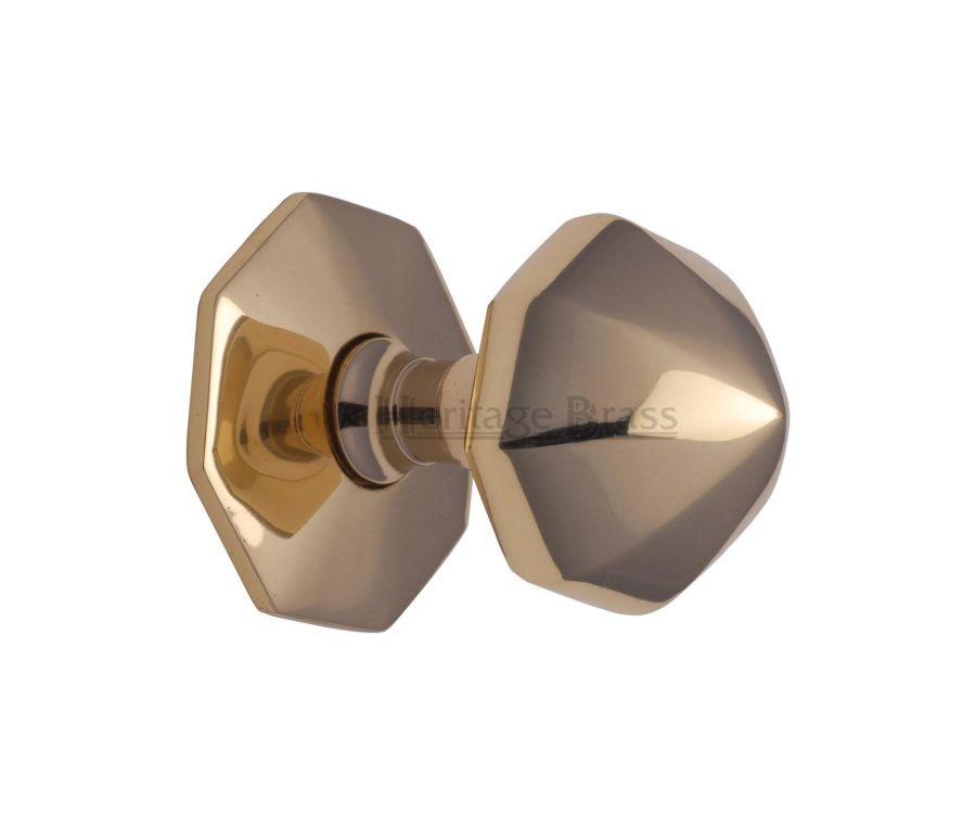 Heritage Brass Polished Brass Octagon Center Door Knob - 57mm