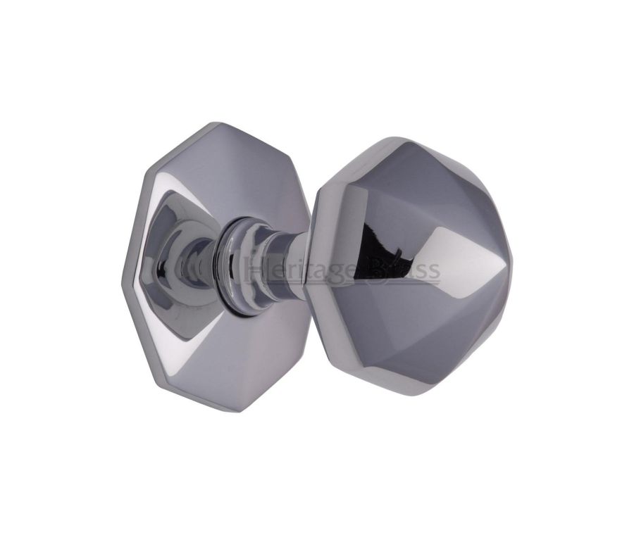 Heritage Brass Polished Chrome Octagon Center Door Knob - 57mm