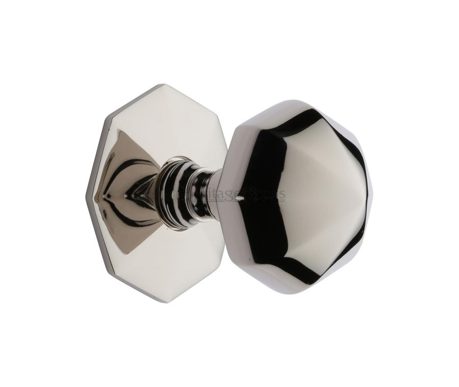 Heritage Brass Polished Nickel Finish Octagon Center Door Knob - 57mm