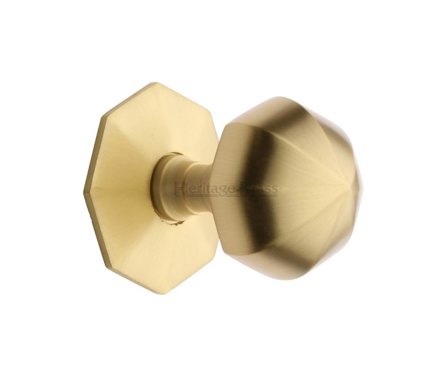 Heritage Brass Satin Brass Octagon Center Door Knob - 57mm