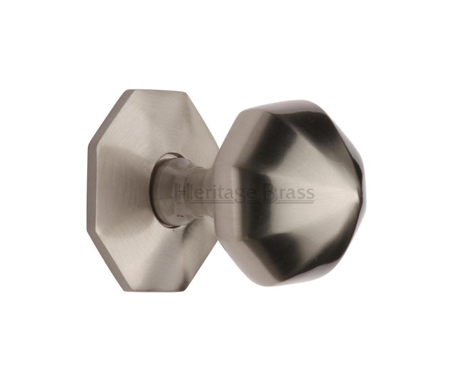 Heritage Brass Satin Nickel Octagon Center Door Knob - 57mm