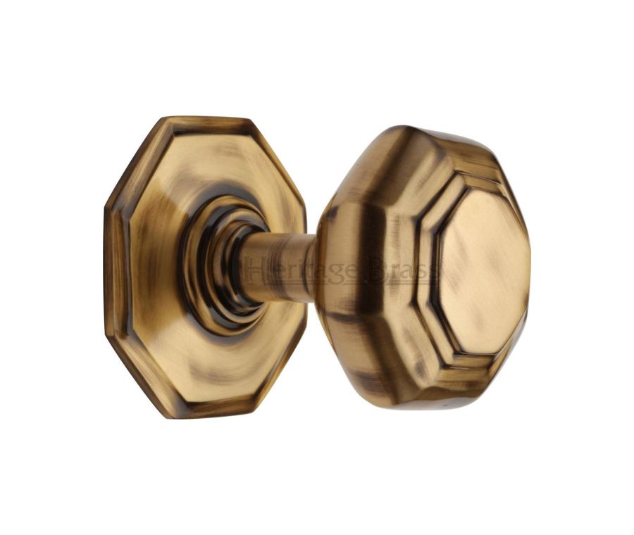 Heritage Brass Antique Brass 3” Octagon Center Door Knob - 71mm