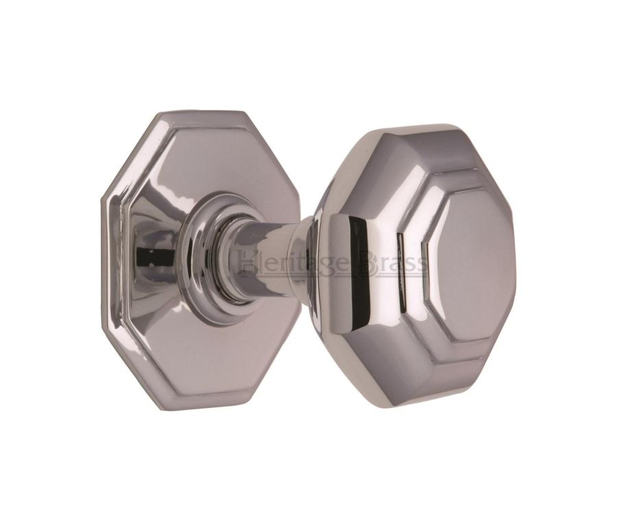 Heritage Brass Polished Chrome 3” Octagon Center Door Knob - 71mm