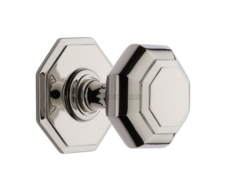 Heritage Brass Polished Nickel Finish 3” Octagon Center Door Knob - 71mm