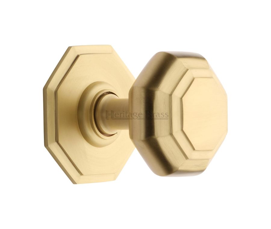 Heritage Brass Satin Brass 3” Octagon Center Door Knob - 71mm