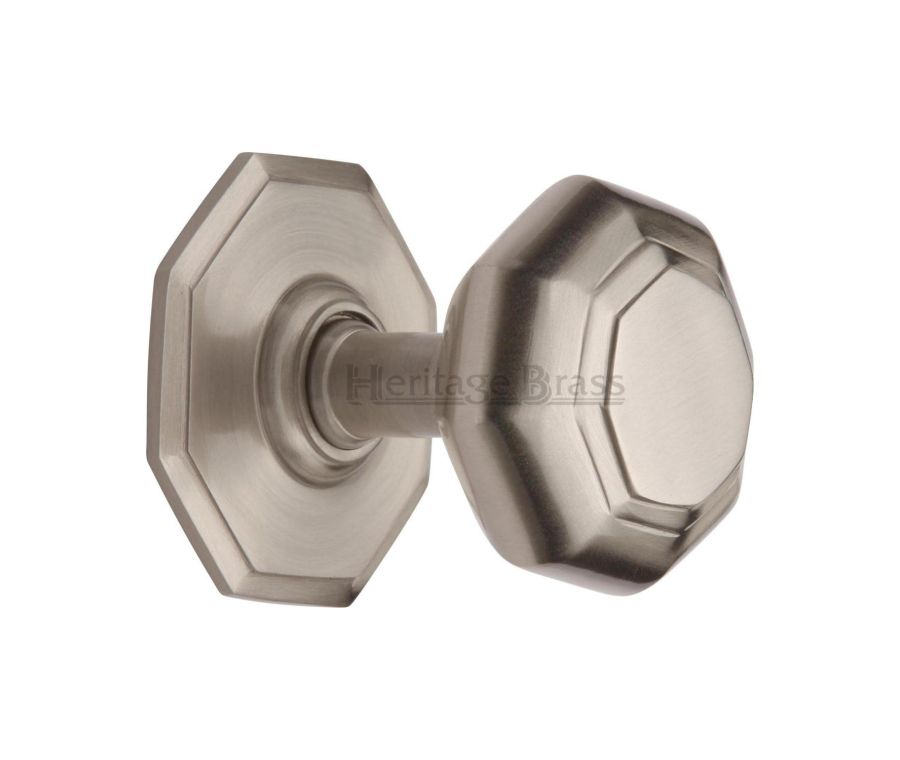 Heritage Brass Satin Nickel 3” Octagon Center Door Knob - 71mm