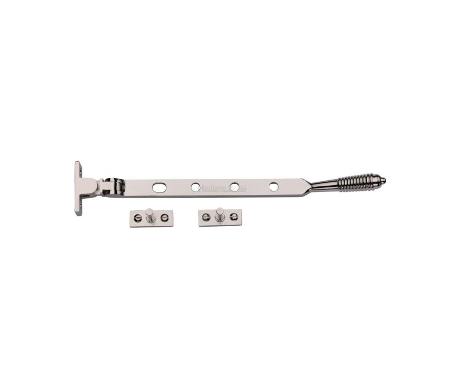 Heritage Brass Polished Nickel Finish Casement Reeded Window Stay - 254mm