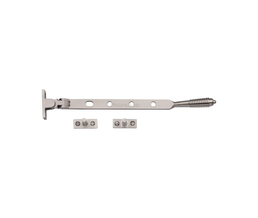 Heritage Brass Satin Nickel Casement Reeded Window Stay - 254mm