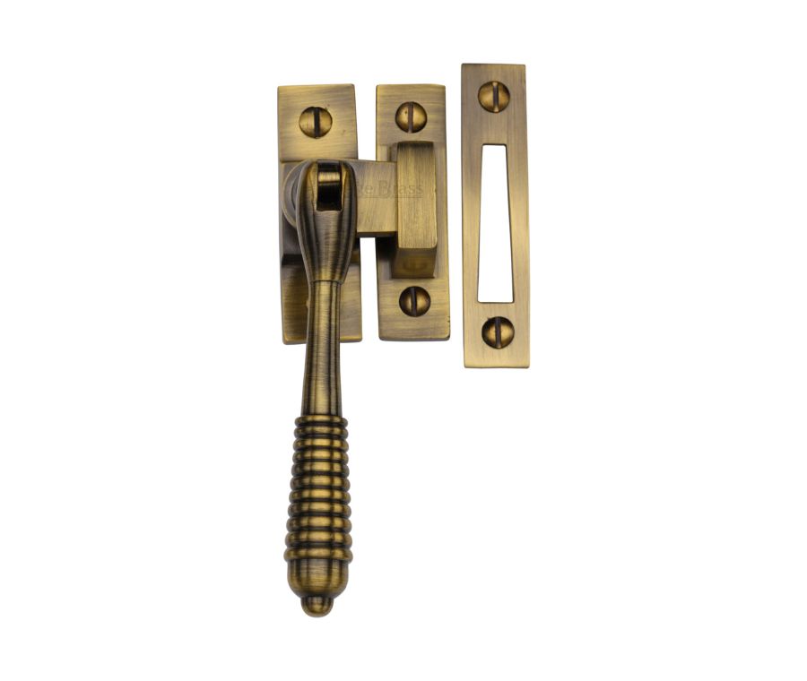 Heritage Brass Antique Brass Mortice & Hook Plate Reeded Casement Fastener