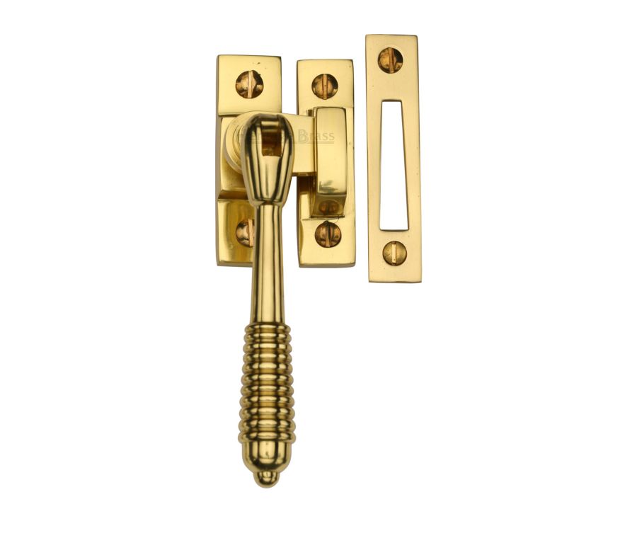Heritage Brass Polished Brass Mortice & Hook Plate Reeded Casement Fastener