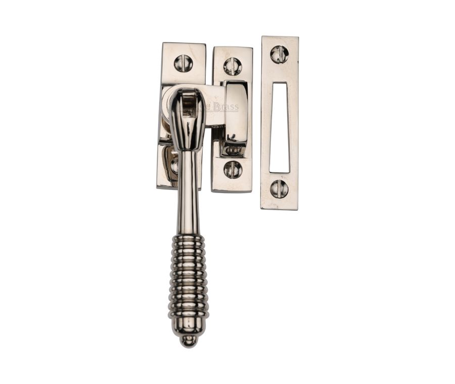 Heritage Brass Polished Nickel Finish Mortice & Hook Plate Reeded Casement Fastener