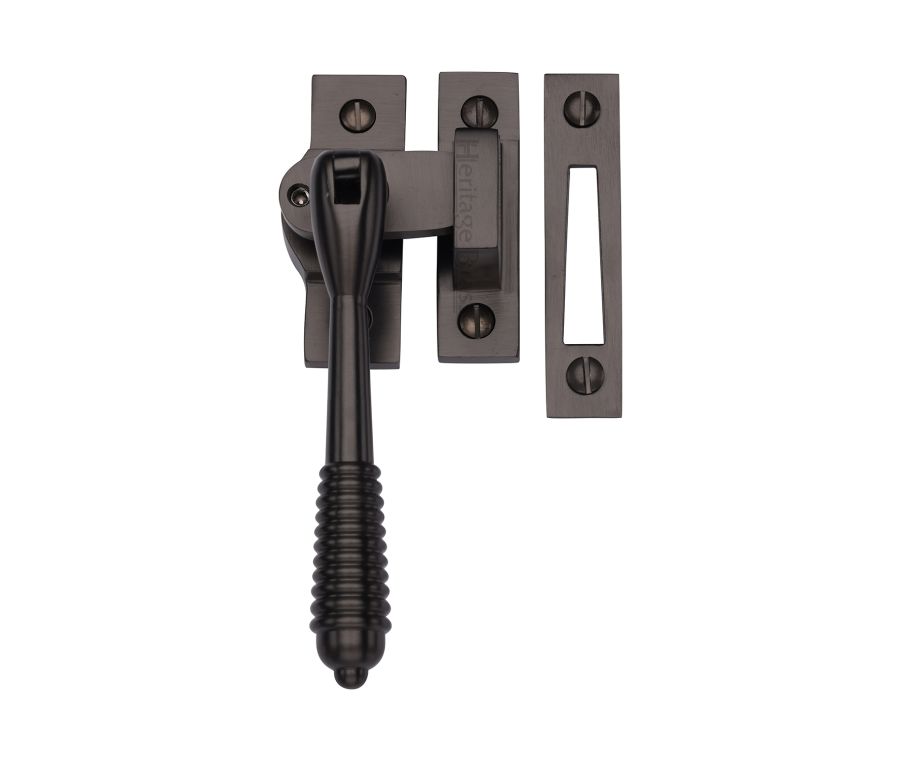 Heritage Brass Matt Bronze Lockable Mortice & Hook Plate Reeded Casement Fastener