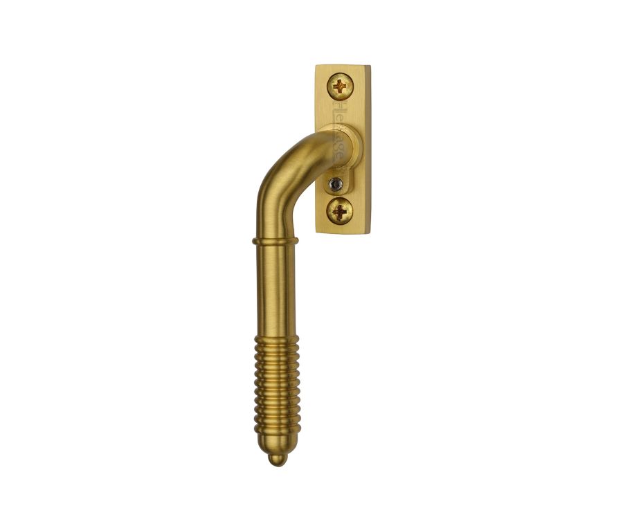 Heritage Brass Satin Brass Lockable Reeded Espagnolette Left Handed