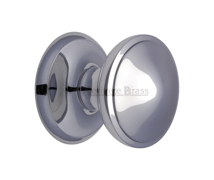 Heritage Brass Polished Chrome Round Centre Door Knob - 78mm