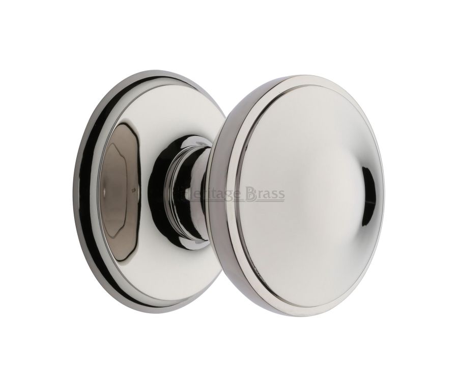 Heritage Brass Polished Nickel Finish Round Centre Door Knob - 78mm