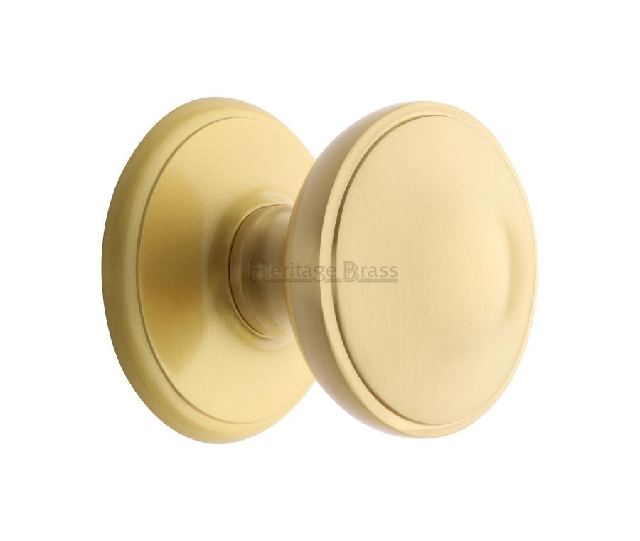 Heritage Brass Satin Brass Round Centre Door Knob - 78mm