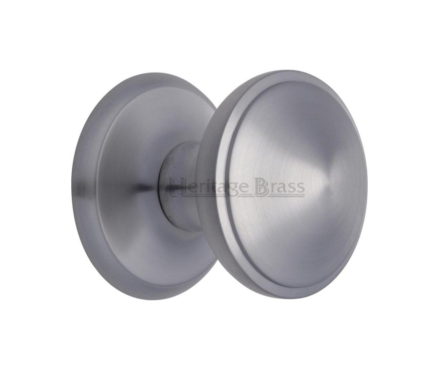 Heritage Brass Satin Chrome Round Centre Door Knob - 78mm