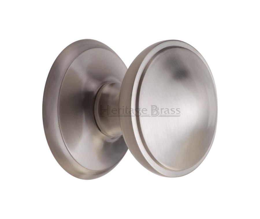 Heritage Brass Satin Nickel Round Centre Door Knob - 78mm