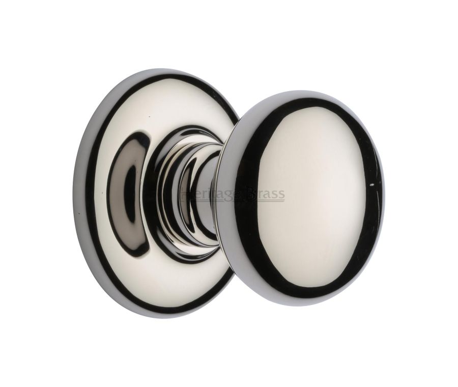 Heritage Brass Polished Nickel Finish Round Center Door Knob  - 68mm