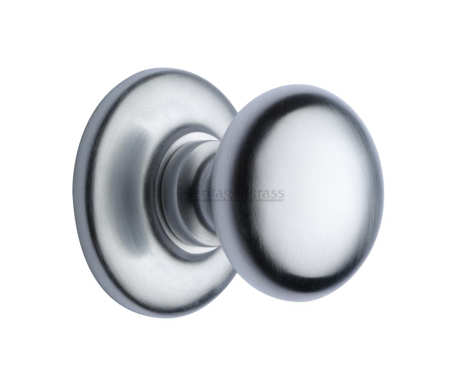 Heritage Brass Satin Chrome Round Center Door Knob  - 68mm