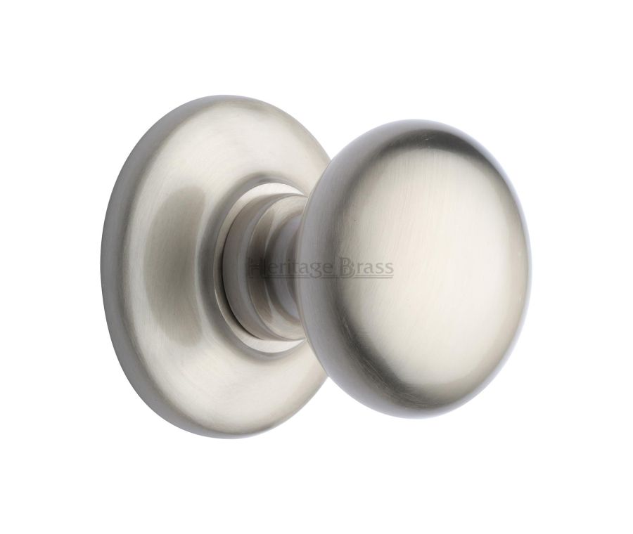 Heritage Brass Satin Nickel Round Center Door Knob  - 68mm