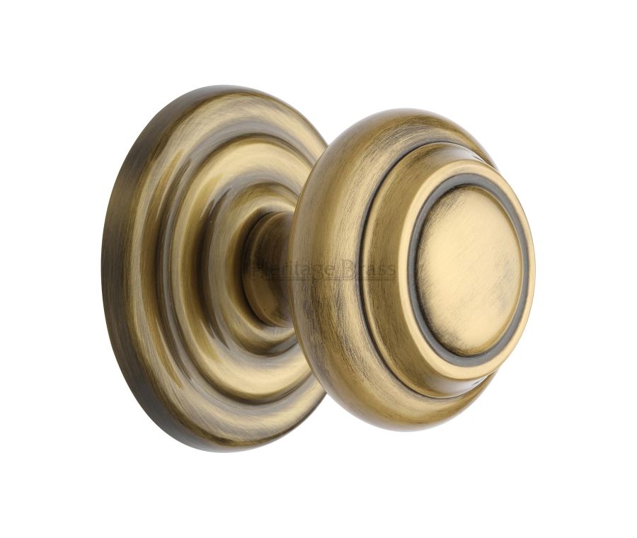 Heritage Brass Antique Brass Stepped Round Centre Door Knob - 76mm