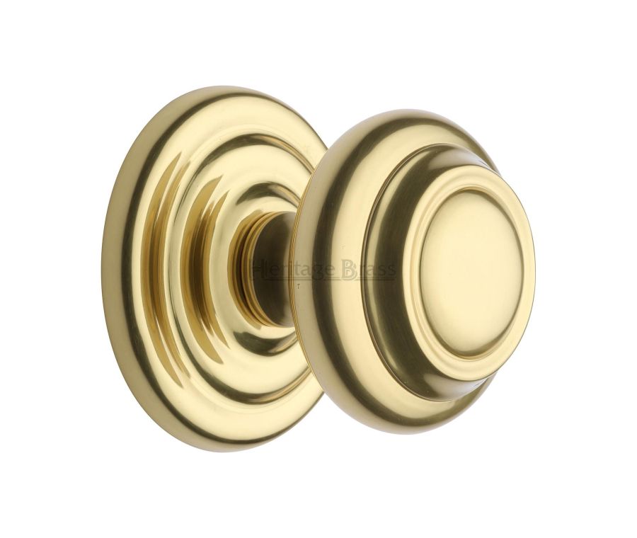 Heritage Brass Polished Brass Stepped Round Centre Door Knob - 76mm