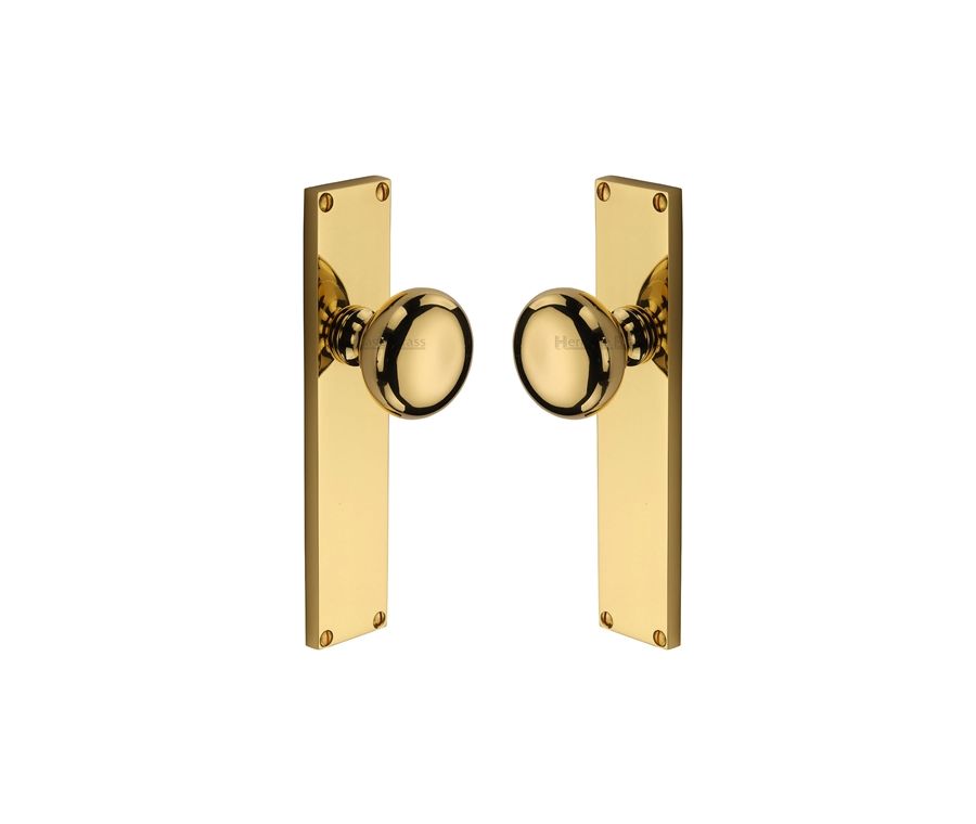 Heritage Brass Polished Brass Victoria Door Knob on Plate - Latch Set