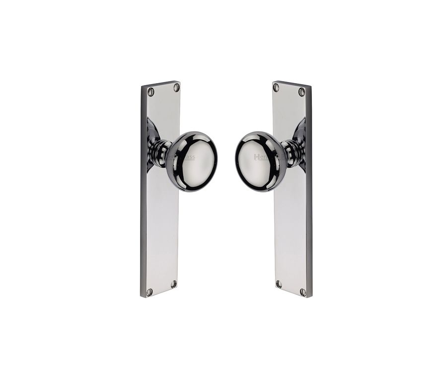 Heritage Brass Polished Chrome Victoria Door Knob on Plate - Latch Set