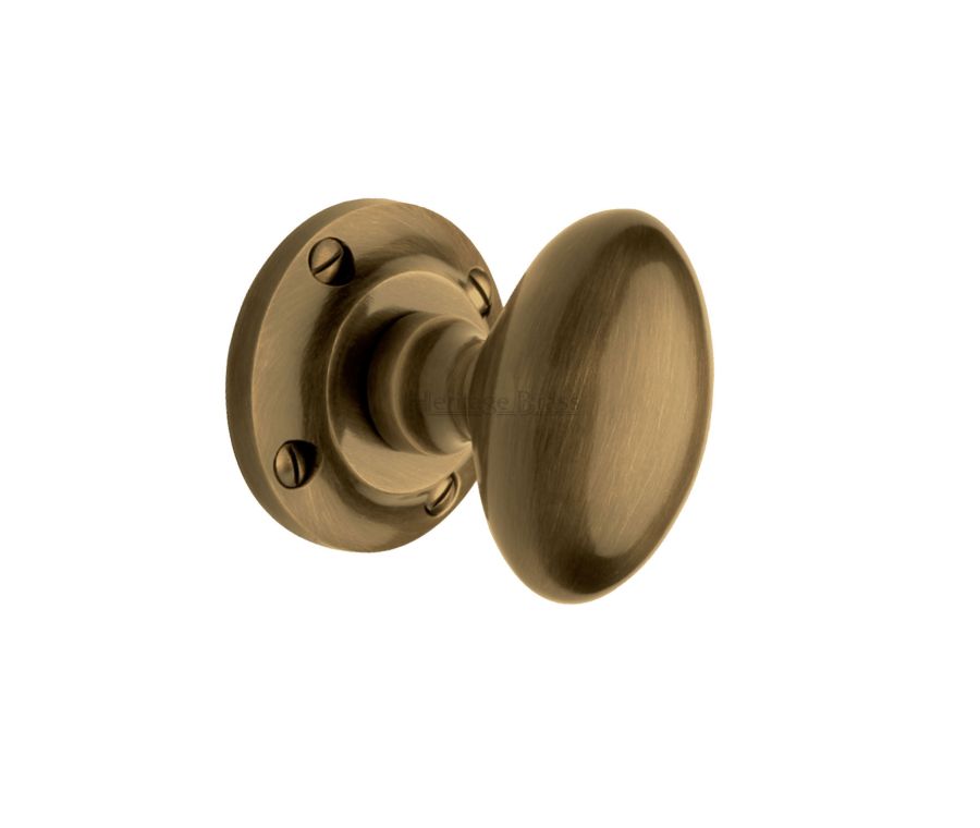 Heritage Brass Antique Brass Suffolk Mortice Door Knob on Rose