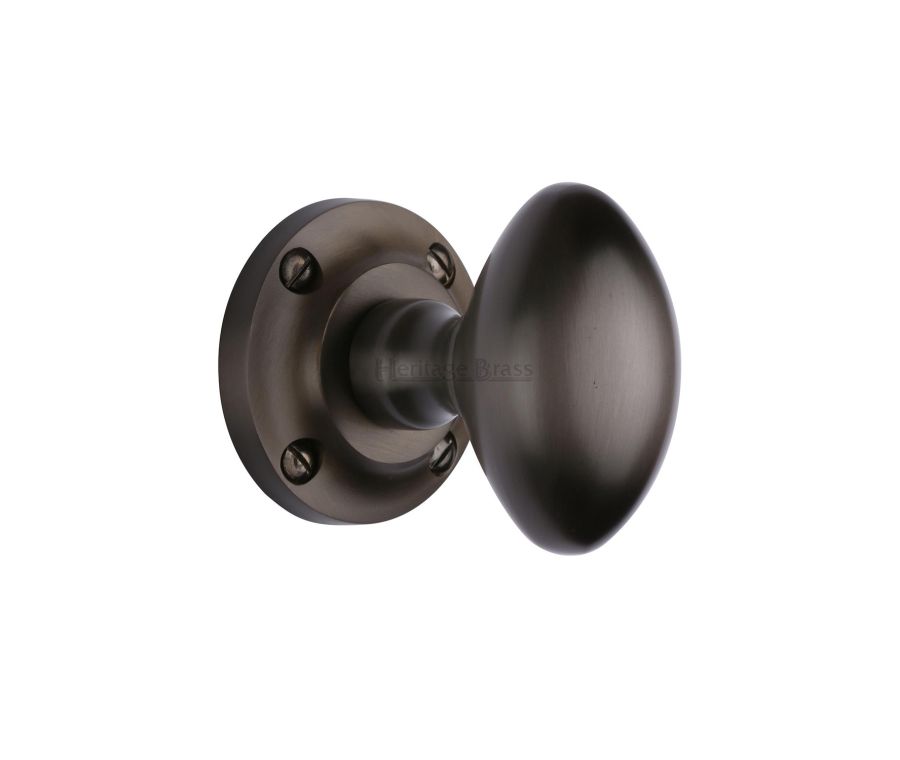 Heritage Brass Matt Bronze Suffolk Mortice Door Knob on Rose
