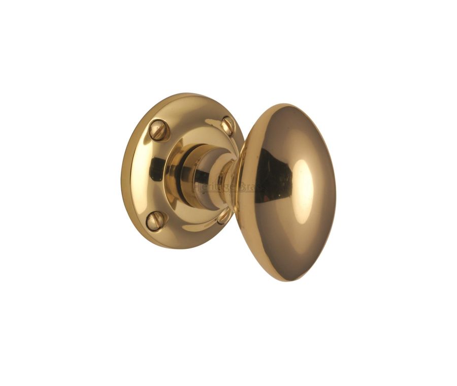Heritage Brass Polished Brass Suffolk Mortice Door Knob on Rose