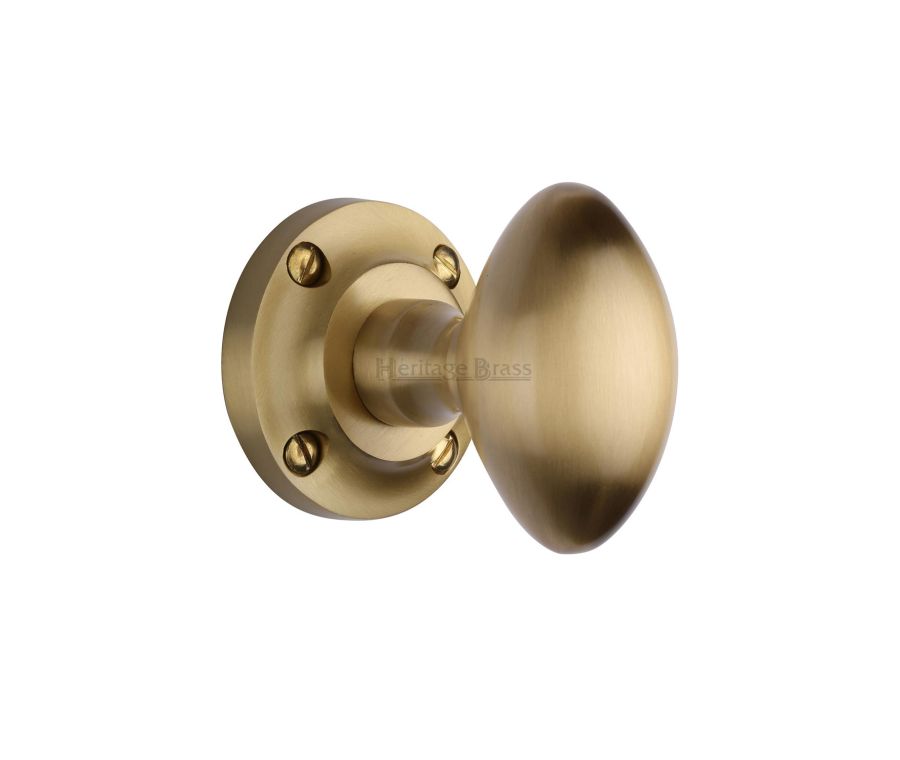 Heritage Brass Satin Brass Suffolk Mortice Door Knob on Rose