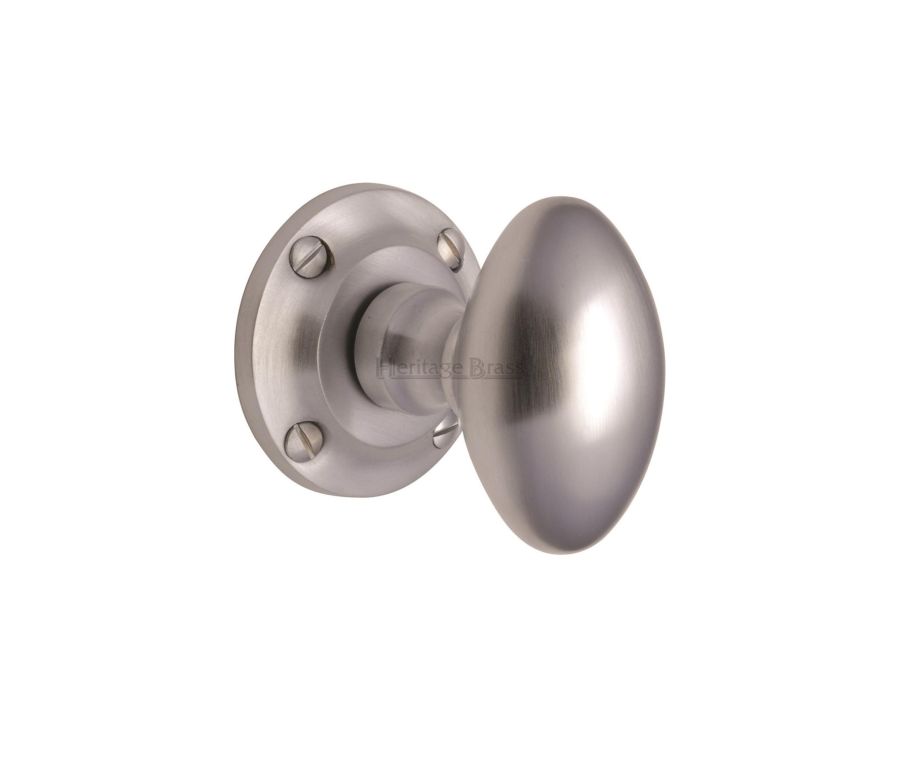 Heritage Brass Satin Chrome Suffolk Mortice Door Knob on Rose
