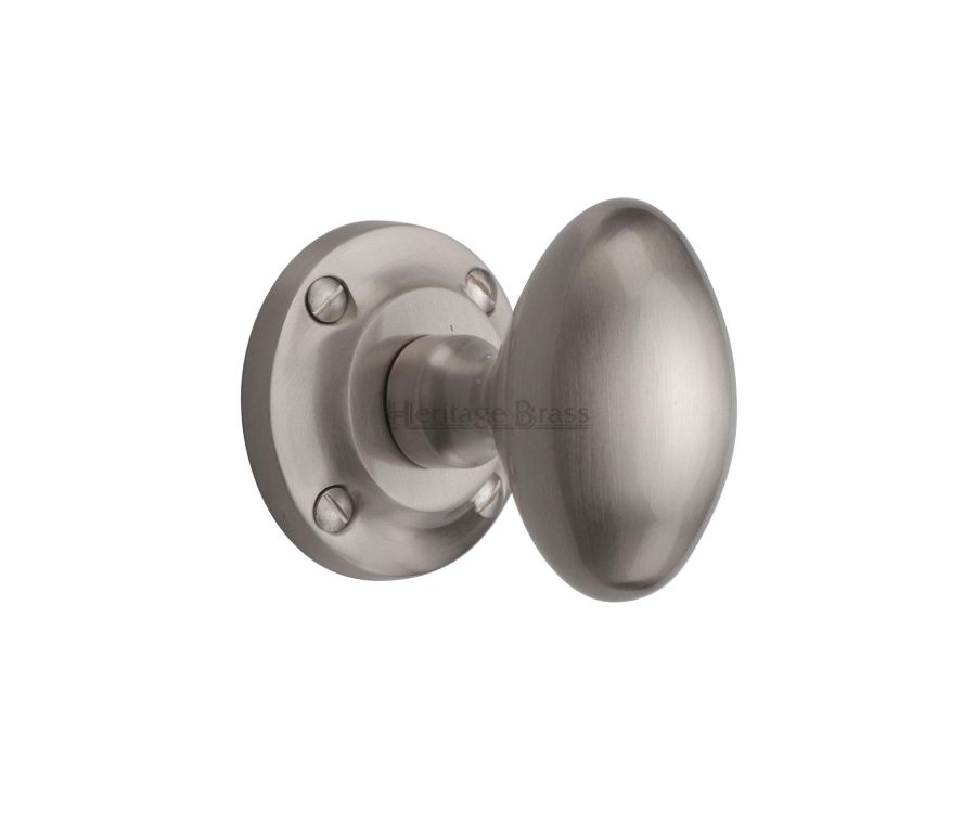 Heritage Brass Satin Nickel Suffolk Mortice Door Knob on Rose