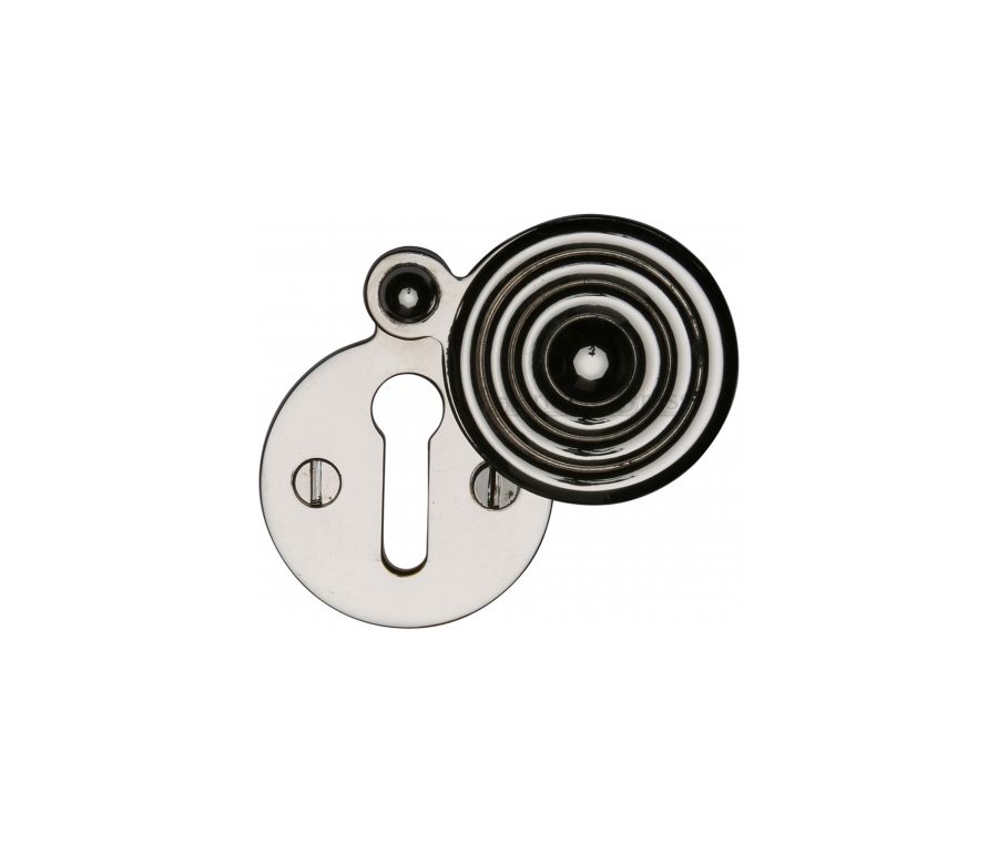 Polished Nickel Finish Standard Covered Key Escutcheon Reeded - V972