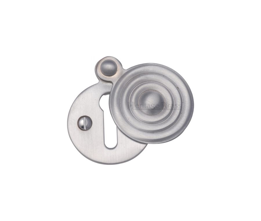 Satin Chrome Standard Covered Key Escutcheon Reeded - V972